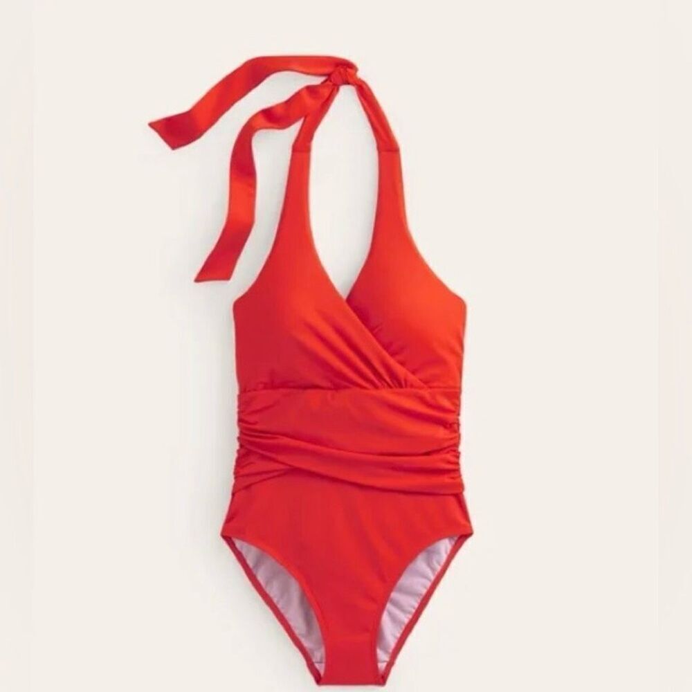 Boden Levanzo Halter Size 16-18 One Piece Swimsuit Fiesta Orange - Picture 1 of 13
